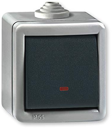 ALING-CONEL Armor Line Aufputz Wechselschalter mit Glimmlampe 10AX/250V~ / IP 55 (Metallausführung) Grau mit Wippe in Anthrazit
