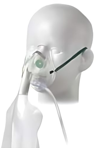 The Oxygen Store Máscara de oxígeno de alta concentración pediátrica/infantil con tubo con tubo de 2,1 m, construcción de PVC transparente que garantiza la comodidad del paciente con clip de nariz
