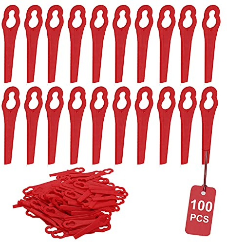 SWAWIS 100 Pezzi Lama in Plastica per Tosaerba Coltelli di Plastica Lame di Ricambio Lame per Tagliaerba Lame per Decespugliatori Rifilare Il Prato, Rosso