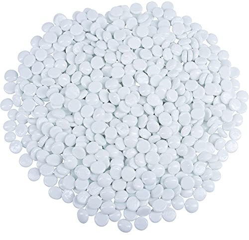 Galashield Flat Glass Marbles for Vases White Glass Gems Beads Pebbles Vase Filler (5 LBS, Approx. 540 PCS)