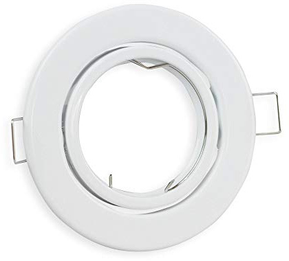 Juego de 6 marcos de montaje redondos superplanos GU10 230 V – 90 mm, foco empotrable blanco sobre superficie para instalaciones modernas, marco orientable para condiciones de luz óptimas, foco para