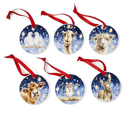 Royal Worcester Wrendale Designs Nativity Tree Decorations Set of 6