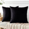 My home store Velvet Cushion Covers 45 x 45 cm - Premium Decorative Throw Pillowcases - Pack Of 2 Black Cushion Covers For Sofa Living Room Couch Bedroom With Invisible Zipper, 18 x 18 Inches