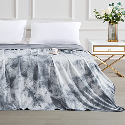 Elegear Tie Dye Cooling Blanket for Night Sweats, Q-Max>0.5 Arc-Chill Summer Cool Fiber Throw for Bed Sofa Travel Adult Kids Hot Sleeper, Comfort, Lightweight, Twin/Double, 150x200cm, Gray