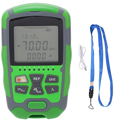 Tester per Fibra Ottica, Mini Misuratore di Potenza Ottica Tester per Cavo in Fibra Ottica a Luce Rossa con Cavo di Ricarica USB, Connettori per Fibra Ottica (15 MW)