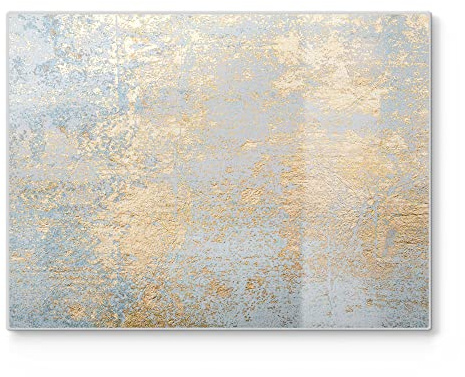 DEQORI Schneidebrett aus Glas | groß 40x30 cm | Motiv Wand mit Gold-Struktur | Design Schneideplatte für Küche | Frühstücksbrett antibakteriell & rutschfest | Glasplatte & Servierplatte