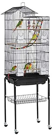 EVSER Vogelkäfig Haushalt 4 Rollen Draht Vogel Käfigräder Indoor/Outdoor Großer Stacheldraht mit Oberlichter Papageikäfig Vogelkäfige
