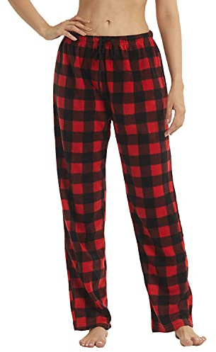 LANBAOSI Damen Karierte Schlafanzughose weich Pyjamahose 1-2er Pack | Weicher Baumwollmix, Elastischer Bund, für Gemütliche Abende