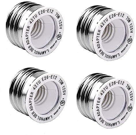 I-Socket 4-Pack LED E26 to E12 Light Socket Adapter, Medium to Candelabra Screw Socket, Perfect Solution for Bulb-to-Fixture Compatibility