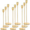 BARAKYEG Chandelier Bougeoir Dorés 9 Pcs,Chandelier de Mariage Différentes Tailles,23/28/33cm Candélabre pour Bougies de 2.2 cm de Diamètre Bougeoirs Haut Décoratifs Decoration Table pour la Maison
