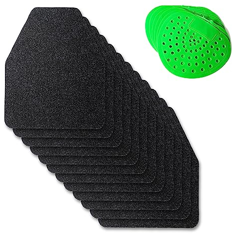 Premium Products Urinal Floor Mats 12 Pack - Disposable Urine and Splash Guard for Men's Bathroom with Anti-Slip Backing - Complete with Urinal Screens