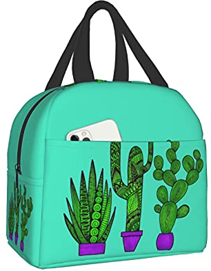 FJAUOQ Tre cactus pranzo al sacco riutilizzabile pranzo al sacco contenitore per alimenti per donne uomini adulti lavoro viaggio picnic