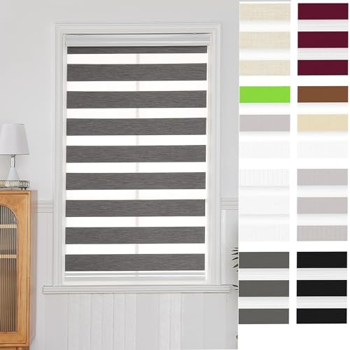 Verdunkelungsrollo Thermorollo 40 x 350 cm Sonnen-, Sicht-Schutz usw. Fensterrollo Zebrarollo Seitenzugrollo mit Bohren für Fenster und Tür, Dunkelgrau