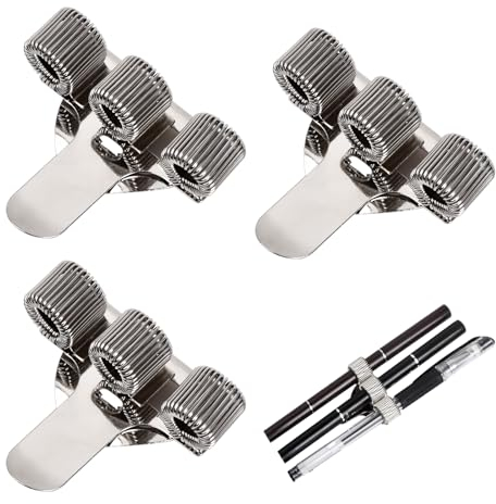 Wisebom 3 Stück Stifthalter Clips, Dreilöcher-Stifthalter aus Metall, Metall-Stifthalter mit 3 Löchern und Taschen-Clip für Ärzte, Krankenschwestern, Notizbuch, Uniform