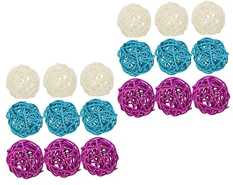 DECHOUS 18 Stück Rattanbälle Aus Hohlem Geflochtenem Rattan Farbige Deko Kugeln 5cm Für Party- Weihnachts Und Heimdekoration