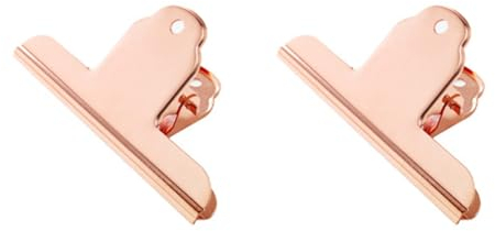 2 Stück Große Verschlussclips, 100mm Edelstahl Lebensmittelclip Metallklammern Papier Klammern für Haus Küche Büro Schule (Roségold)