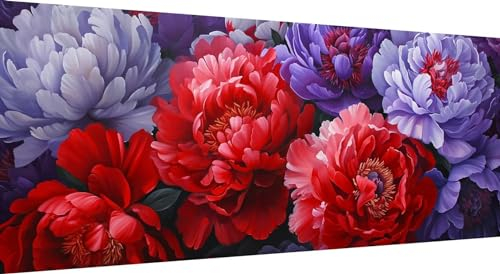 Qiaoqoo Blume Diamond Painting xxl 250x100cm, 5D DIY Diamant Painting Bilder Rot Diamand Painting Kinder mit Diamond-Painting Zubehör, Groß Diamant kunst Basteln Erwachsene, Home Décor Malerei