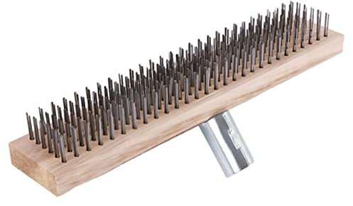 Brosse À Balai Métallique | Brosse Rigide De 30 Cm avec Manche en Bois | Brosse À Récurer Les Sols en Acier Inoxydable | Réutilisable, Balai en Fil d'acier | pour Enlever La Mousse du Jardin