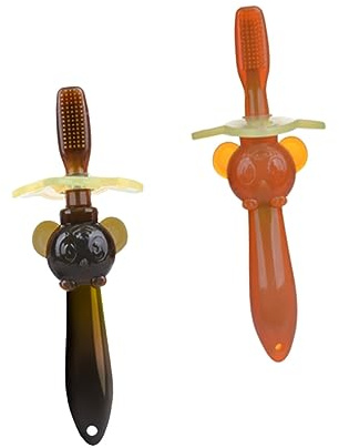 COLLBATH 2-teilige Silikon Zahnungshilfe Beißring Mit Babyzahnbürste Für Kleinkinder Mundpflege-tool