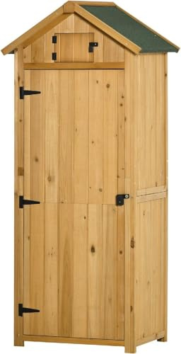 DecHome - Capanno Attrezzi da Giardino con 1 Anta Ripostiglio da Esterno in Legno Dimensioni 77x54.2x179 cm Giallo