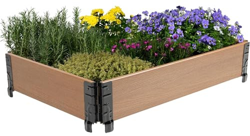 dobar® wetterfeste Palettenrahmen Hochbeet aus wetterfestem WPC - Frühbeet-Umrandung stapelbar für Anzucht - 90 x 60 cm - Braun