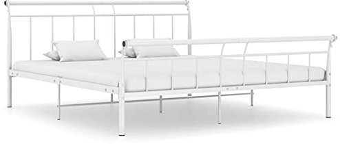 Keyroto Metallbett Bettgestell 180x200 cm Bettrahmen Metallbett mit Lattenrost Bettgestelle Metall 180x200 cm Weiß
