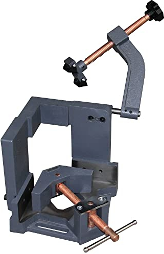 BOKA Winkelschraubstock 3D 100 mm verstellbar für Schweißarbeiten AC-100H Winkelzwinge aus Gusseisen, Schraubstock, Gehrungszwinge