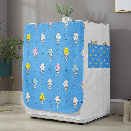 Highdi Housse de Protection pour Machine à Laver, Chargement Frontal Housse La Poussière avec Ouverture Frontale pour Linge Domestique (Capacité S 6~7.5KG,Glace 7)