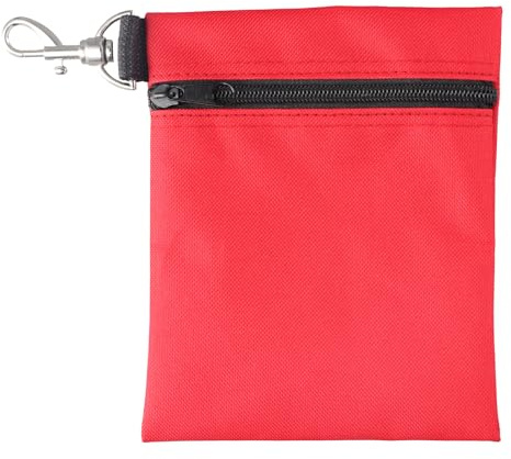 Homirty Golf Tee Tasche mit Reißverschluss, Golf Tee Halter Tasche, Golfzubehörtasche Mit Karabiner Zubehör, Golfball-Aufbewahrungstasche, Tragbare Tasche für Golf-Tees, Golfzubehör (Rot)