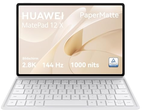 HUAWEI MatePad 12 X + Tastatur,PaperMatte Edition WIFI Tablet,12-Zoll 2.8K FullView Display,144 Hz hohe Bildwiederholfrequenz,1000 Nits,12GB+256GB,with Keyboard,Malen APP GoPaint,10.100 mAh Akkus,Weiß