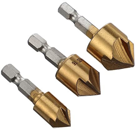 SEWOART 3stücke Fasenfräser Für Holzbearbeitung Kernbohrer Mit Sechskant-lochsäge Stahlbohrer Anfasen Von Enden Werkzeug Für Schnelles Bohren