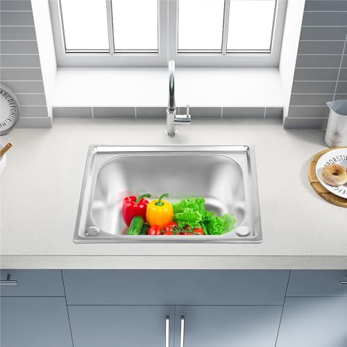 Lavello da Cucina, Lavello da Cucina in Acciaio Inossidabile, Lavandino Tondo Quadrato, Lavabo Cucina Incasso (50 * 40 * 20 cm (argento))