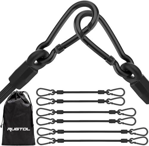 Spanngummi mit Karabiner, 6er Set Expander mit Karabinerhaken, Schwarz Gepäckspanner in 3 Größen, 30cm, 60cm, 80cm, Extra Stark Gummispanner für Sonnensegel, Planen, Garten, Fahrrad, Auto, Ladung
