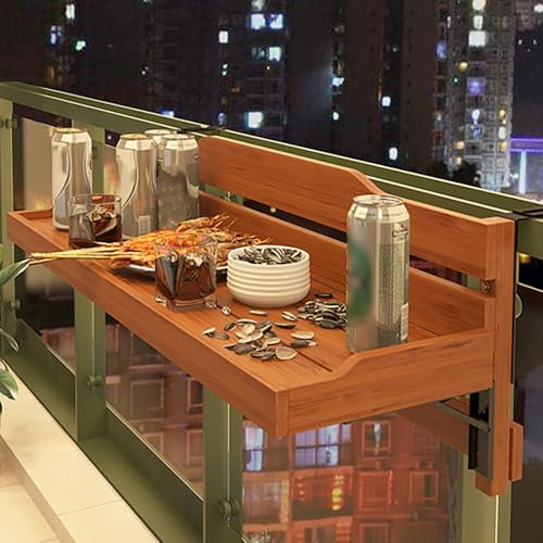 PQXQZ Balkon Hängetisch Klappbarer Balkonhängetisch mit Erhöhte Leitplanke Balkongeländer Tisch Platzsparender Hängetisch Balkon für Patio Terrasse Deck Veranda Hinterhof(120cm/47in)