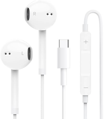 Écouteurs USB C pour Samsung Galaxy S24 S23 S22 S21 FE S20 A55 A54, Écouteurs Intra-Auriculaires Hi-FI Stéréo USB C avec Microphone et Contrôle du Volume pour iPhone 15/15 Pro, iPad,Google Pixel,Mi 12