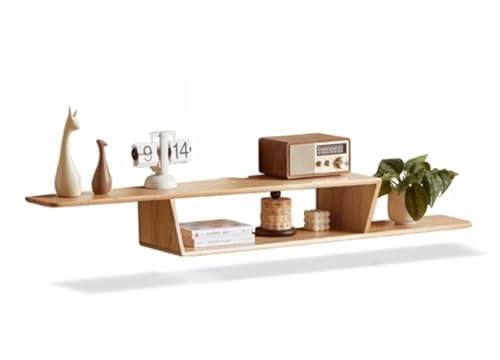 TV Schrank Hängend Schwimmender TV-Ständer aus Buchenholz zur Wandmontage, 59 Zoll, schmales schwebendes Entertainment-Center-TV-Regal, Holz-Medienkonsolenregal zur Aufbewahrung unter dem Fernseher fo