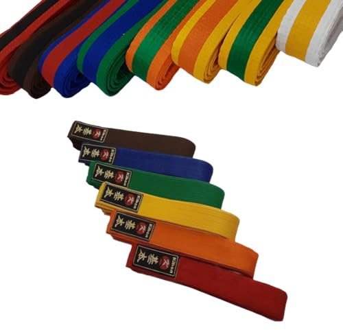 KIHON Karategürtel, Kampfsport-Gürtel, Karate-Gürtel, Budogürtel, Taekwondo-Gürtel für Kinder und Erwachsene einfarbig Mehrfarbig (Grün-Blau, 300)