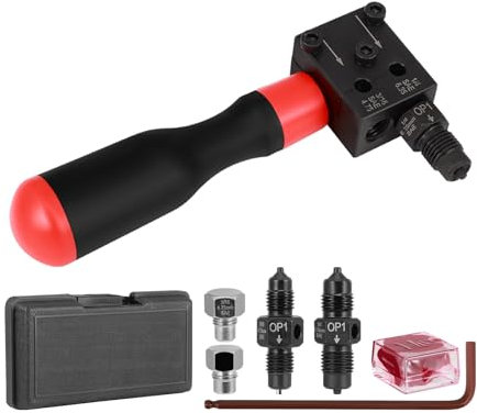 Luqixcey Brake Pipe Flaring Tool, 3/16 & 1/4 SAE, Hand-Held Universal Double Brake Flaring Tool Set, 45° Flare for Professional Flaring Brake Lines, Ideal for Vehicle Brake Systems