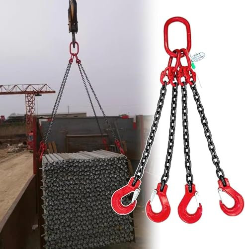 HGOuhK Hebekette 5-Tonnen-Hebekette for Fabriken/Häfen, Starke, tragende 4-Strang-Kettenschlinge mit Standardmarkierungen Kettengehänge(3m)