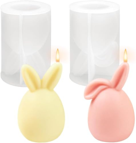 Mainiusi Silikonformar påskformar 2 stycken, silikonformar ljus 3D-hare silikon ljusformar, silikonformar gjutformar 3D ljusformar påsk, 3D silikonformer, epoxiharts hare för ljus, tvål