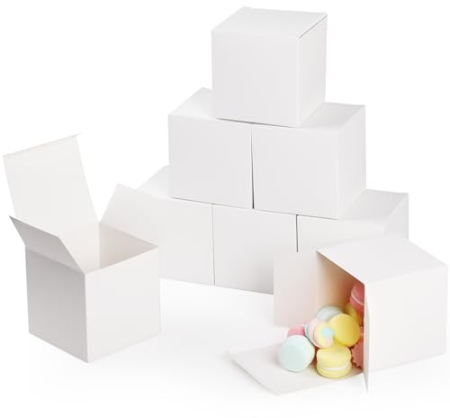 40 Stück Klein Geschenkschachtel Kraftpapier Tüten Geschenkbox,Geepen Geschenkbox Kleine Geschenkboxen 10x10x10cm Braunes DIY Gastgeschenke Hochzeit, Pralinenschachtel Leer Schachtel, MEHRWEG