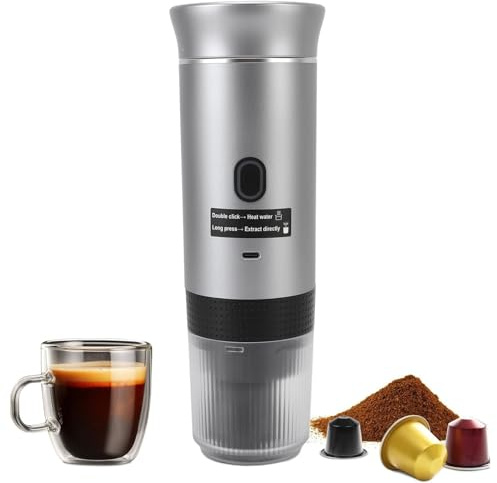 Denash Fabricant D'expresso Portable pour Voyager, 120 Ml de Cafetière Portable à Espresso électrique Auto-chauffage pour la Cuisine et le Bureau