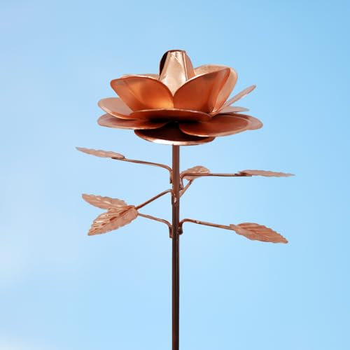 Paper High Recycled Metal Copper Rose Garden Stake - Outdoor Decoration - Metal Sculpture - Flowerbed Décor - Garden Accessory