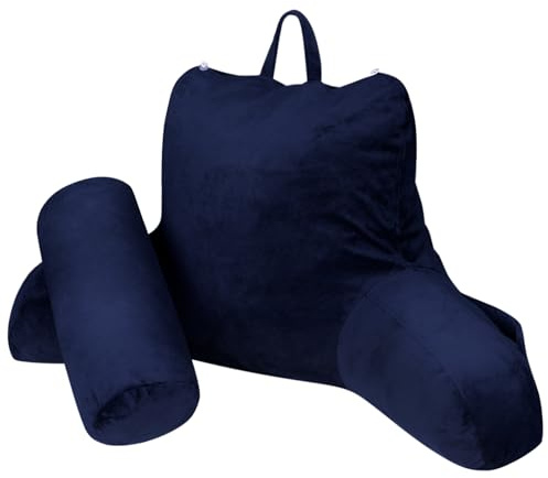 INFANZIA Coussin de Lecture avec Soutien du Cou/Bras, Doux et Confortable, Oreiller/Fauteuil de Lecture avec Rembourrage en Mousse Déchiquetée pour Lire, Travailler, Jouer, télévisio (Bleu, M)