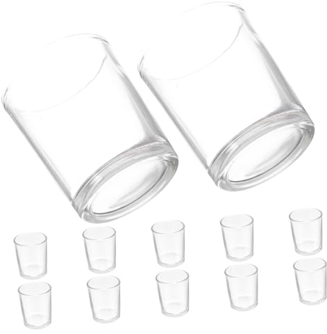 MUCKLILY 12 Pièces Verre à Liqueur Gobelet Calice Vintage Gobelets Calices Petites Tasses Verres à Cocktails Lunettes De Camping Verres à Liqueur D'action De Grâces Un Verre Transparent