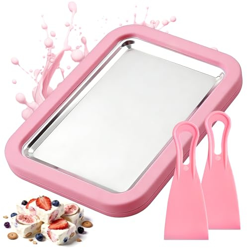 KOMUNJ Macchina per gelato fai-da-te, Ice Cream Machine Rolls Maker con 2 spatole, macchina per roll di gelato in acciaio inossidabile, adatta per macchine fai-da-te per roll di gelato