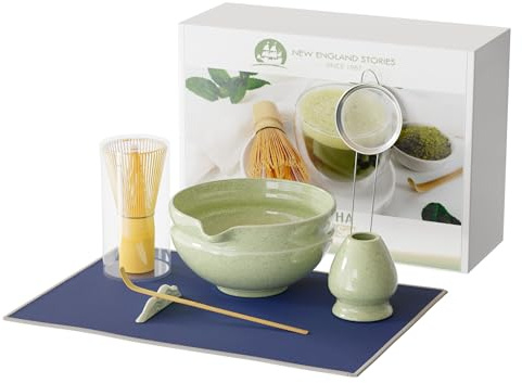 Matcha Whisk Set, Perfect Matcha Kit for Matcha Lovers Includes Ceramic Bowl, Bamboo Whisk, Holder, Scoop, Sifter & Cloth - 7 Pcs Matcha Kit