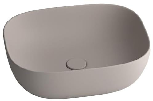 LXTEDJ Lavandino da Bagno Moderno, Lavabo da Appoggio, Colore Kaki, Con Scarico e Tubo, Adatto per spogliatoi, Bagni e Servizi Igienici-50X40X15.5CM