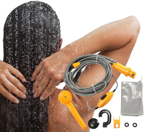 Tragbare Dusche für Camping, 12 V, elektrische Campingdusche mit Duschkopf, Ausrüstung durch Zigarettenanzünder für Aut