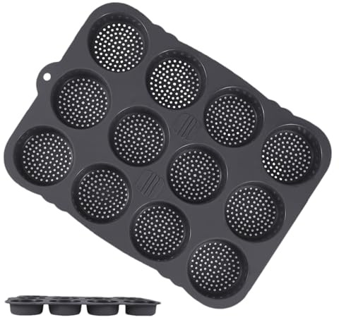 Stampo per pane per hamburger,Stampo per pane in silicone, 12 cavità, strumento di cottura facile da liberare per uova, hamburger, panini e panini